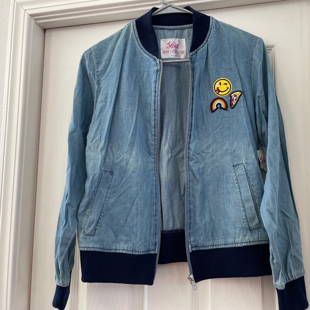 BNWT Justice girls emoji jacket size 12/14